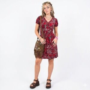 Fire Portfolio Paisley Babydoll‎ Dress Large Y2K Boho Chic Whimsigoth Festival